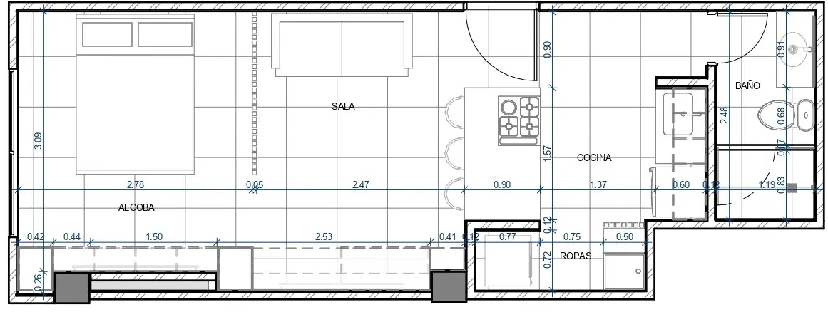 Planimetria Distribución arquitectónica del apartamento